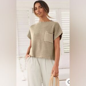NWT ANRABESS Beige Knit Lounge Sweater Size XL